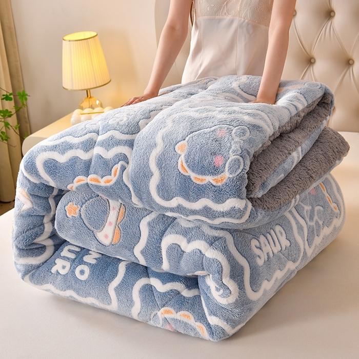 91家纺网 家纺一手货源 找家纺 金多美家纺 2025新款AB版雪花绒羊羔绒冬被被子被芯 恐龙宝贝