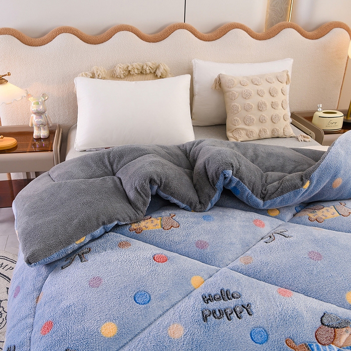 91家纺网 家纺一手货源 找家纺 金多美家纺 2025新款AB版雪花绒羊羔绒冬被被子被芯 七彩萌仔