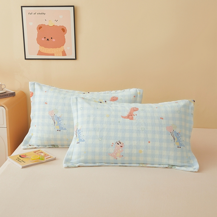 91家纺网 家纺一手货源 找家纺 翎盈家纺 2025新款加厚高克重牛奶绒枕头套 恐龙乐园