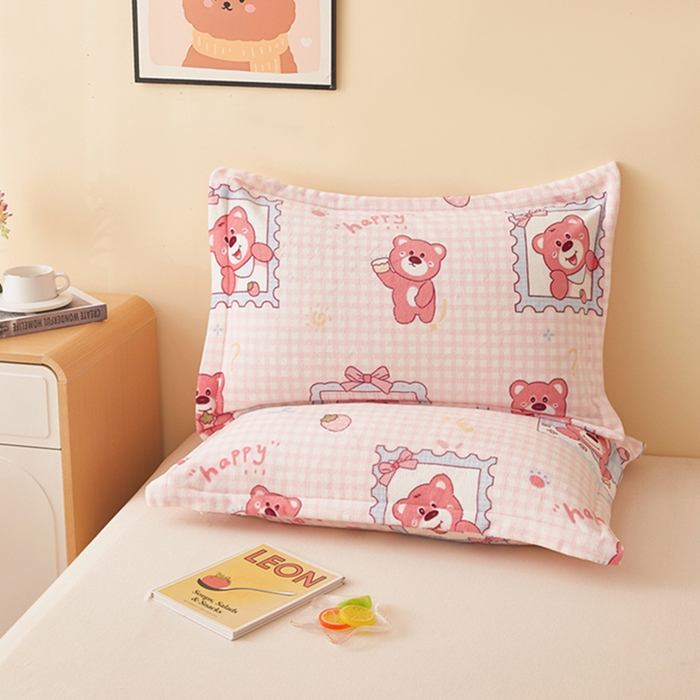 翎盈家纺 2025款加厚高克重牛奶绒枕头套 快乐回忆