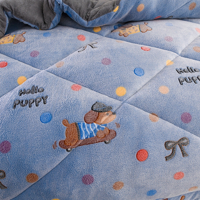 91家纺网 家纺一手货源 找家纺 金多美家纺 2025新款AB版雪花绒羊羔绒冬被被子被芯 七彩萌仔