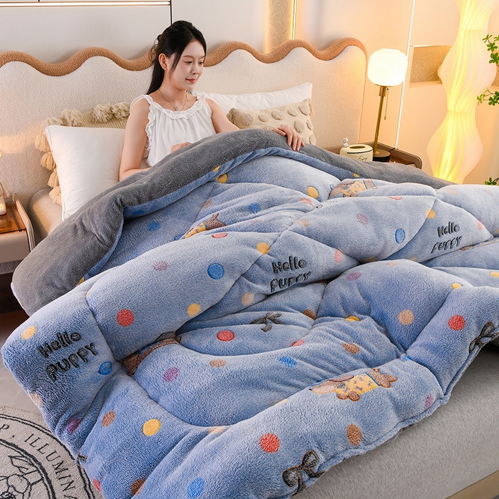 91家纺网 家纺一手货源 找家纺 金多美家纺 2025新款AB版雪花绒羊羔绒冬被被子被芯 七彩萌仔