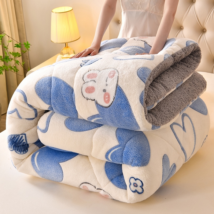 91家纺网 家纺一手货源 找家纺 金多美家纺 2025新款AB版雪花绒羊羔绒冬被被子被芯 心心相印