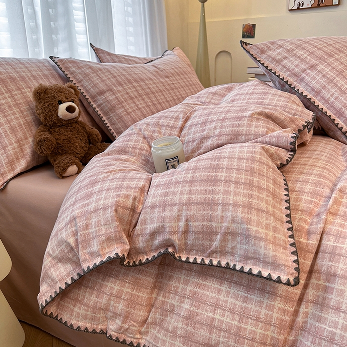 91家纺网 家纺一手货源 找家纺 （总）莱茵家居 2025新款全棉磨毛贝壳边四件套