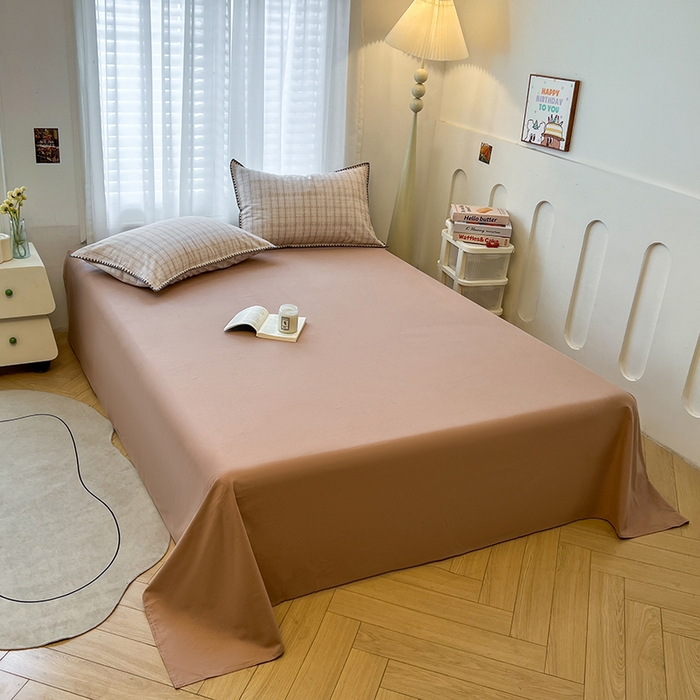 91家纺网 家纺一手货源 找家纺 莱茵家居 2025新款全棉磨毛贝壳边四件套 浅咖叠影