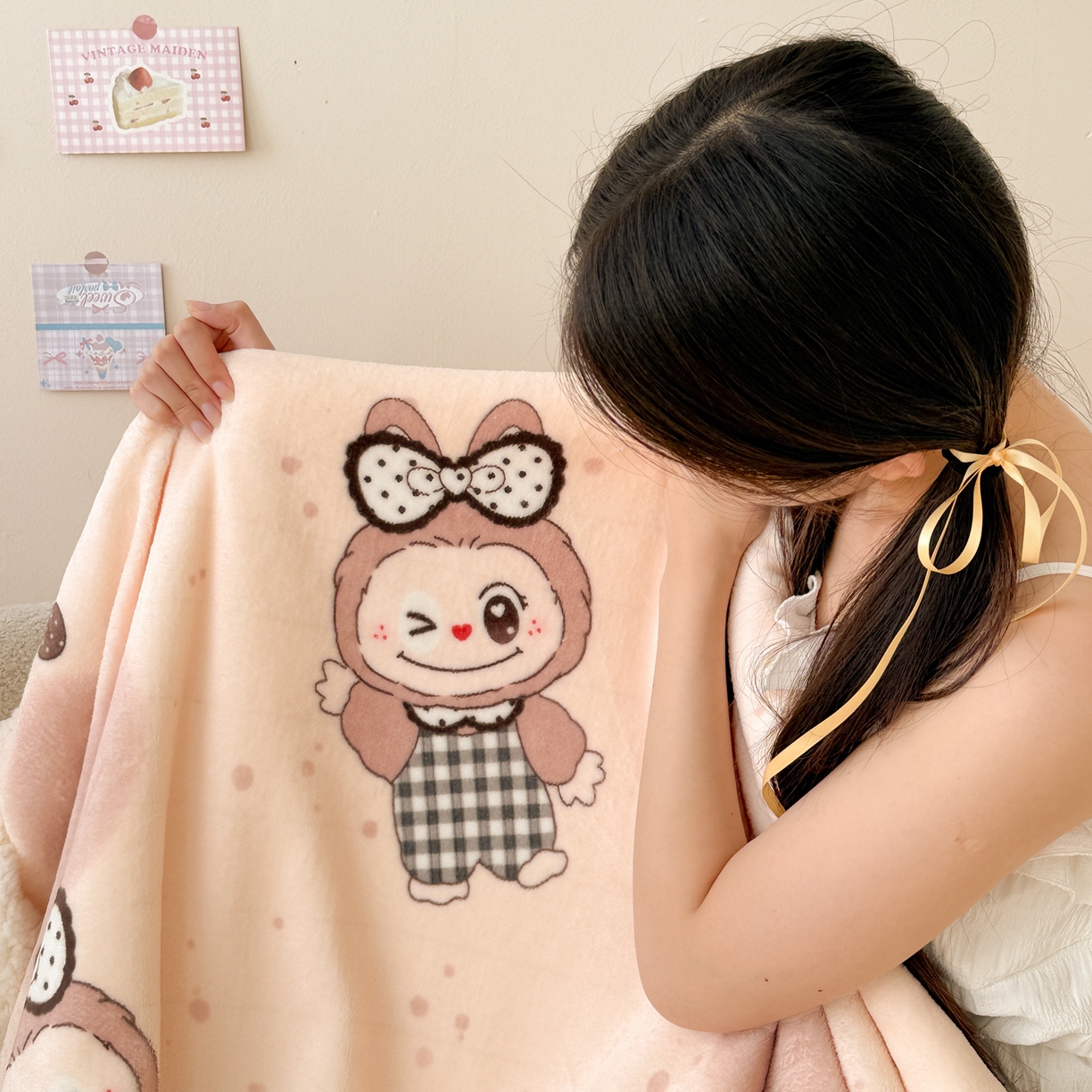 91家纺网 家纺一手货源 找家纺 沐慕 2025新款牛奶绒拼羊羔绒毛毯盖毯毯子 毛毯-可爱布布