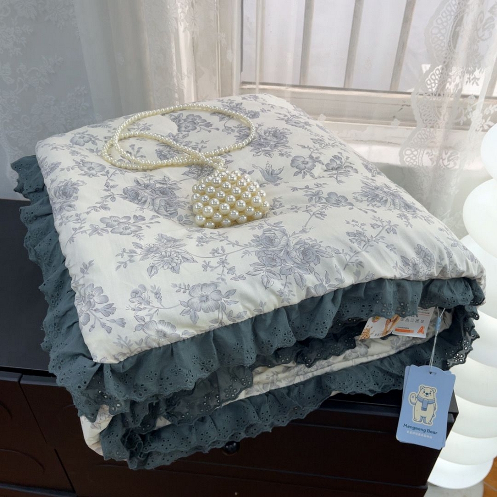 91家纺网 家纺一手货源 找家纺 （总）暖居 2025新款纯棉花边款春秋豆豆被四季通用