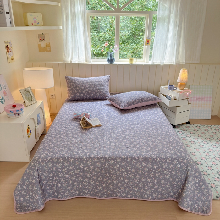 91家纺网 家纺一手货源 找家纺 （总）漫调家纺 2025新款全棉双层纱与绒床盖三件套