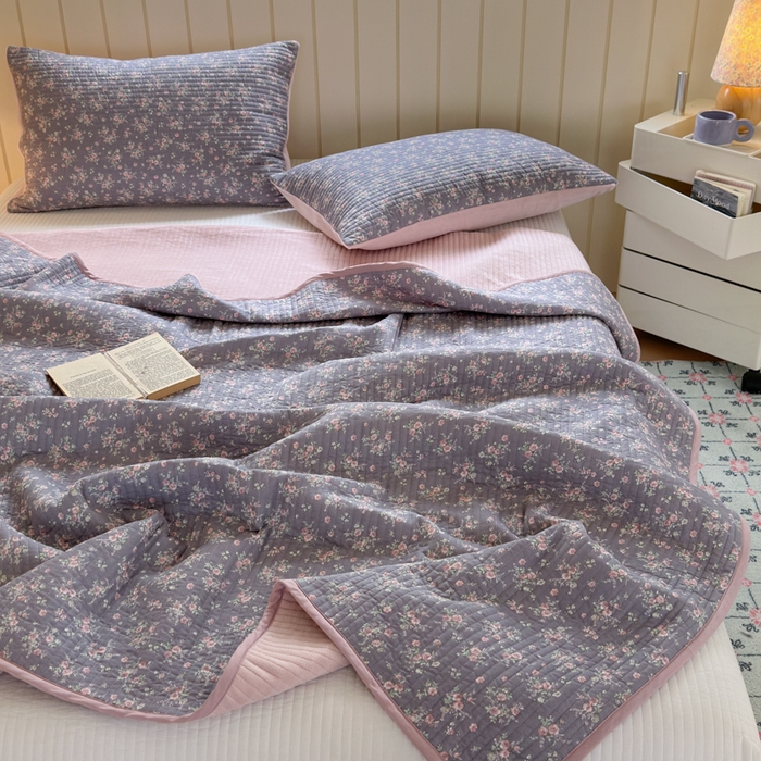 91家纺网 家纺一手货源 找家纺 （总）漫调家纺 2025新款全棉双层纱与绒床盖三件套