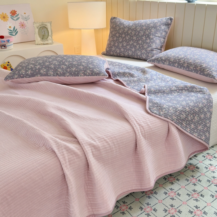 91家纺网 家纺一手货源 找家纺 （总）漫调家纺 2025新款全棉双层纱与绒床盖三件套