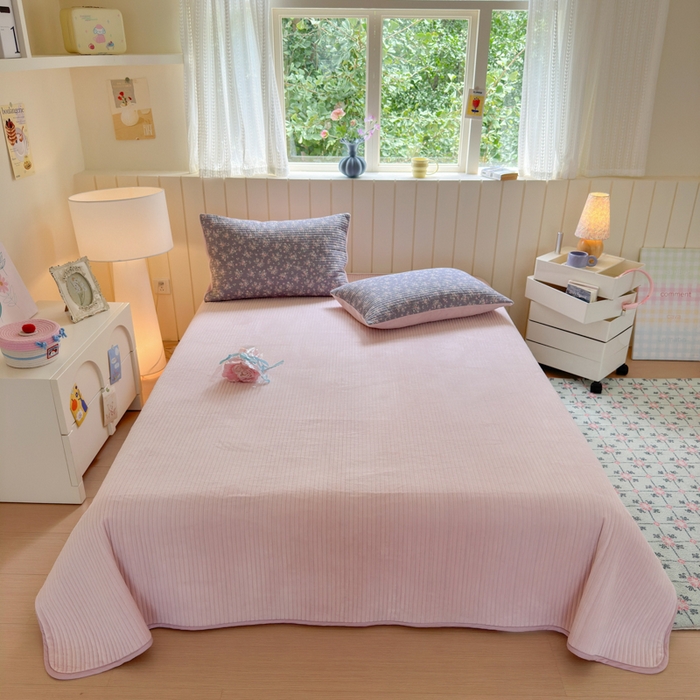 91家纺网 家纺一手货源 找家纺 （总）漫调家纺 2025新款全棉双层纱与绒床盖三件套