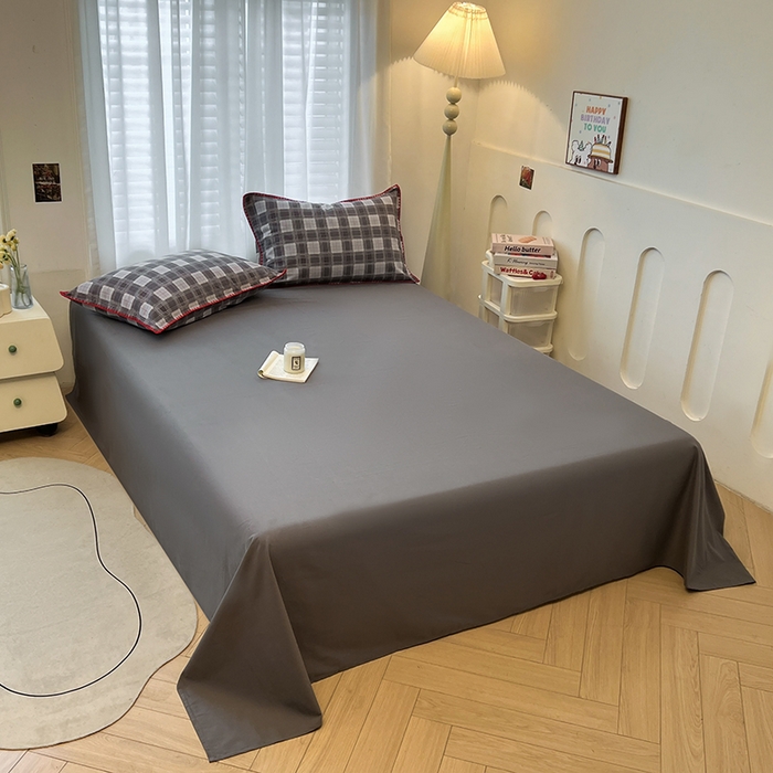 91家纺网 家纺一手货源 找家纺 莱茵家居 2025新款全棉磨毛贝壳边四件套 雾灰墨韵