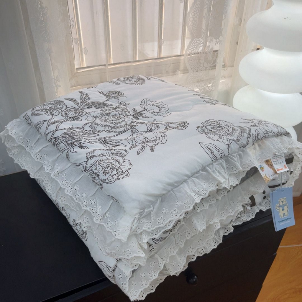 91家纺网 家纺一手货源 找家纺 （总）暖居 2025新款纯棉花边款春秋豆豆被四季通用