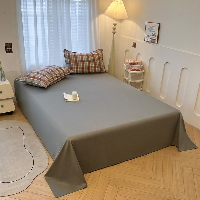 91家纺网 家纺一手货源 找家纺 莱茵家居 2025新款全棉磨毛贝壳边四件套 棕林青雾