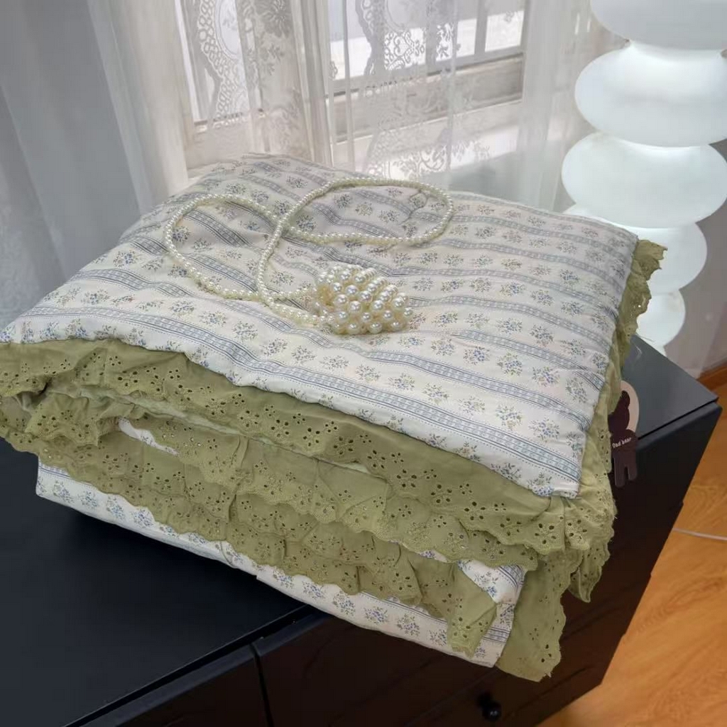 91家纺网 家纺一手货源 找家纺 （总）暖居 2025新款纯棉花边款春秋豆豆被四季通用