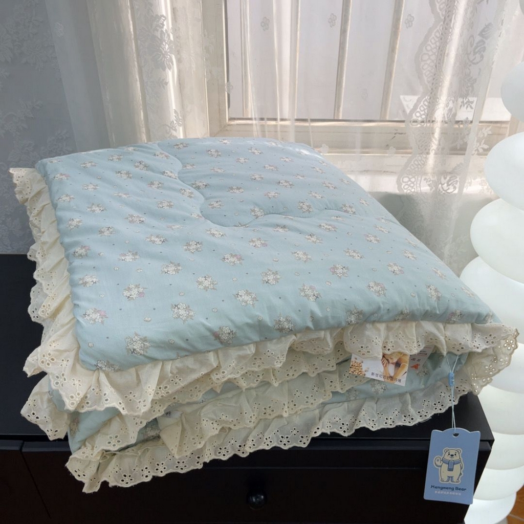 91家纺网 家纺一手货源 找家纺 （总）暖居 2025新款纯棉花边款春秋豆豆被四季通用