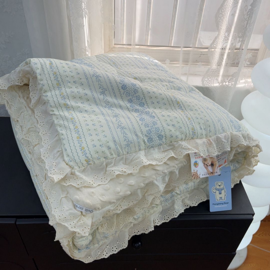 91家纺网 家纺一手货源 找家纺 （总）暖居 2025新款纯棉花边款春秋豆豆被四季通用