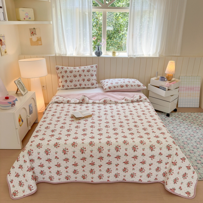 91家纺网 家纺一手货源 找家纺 （总）漫调家纺 2025新款全棉双层纱与绒床盖三件套