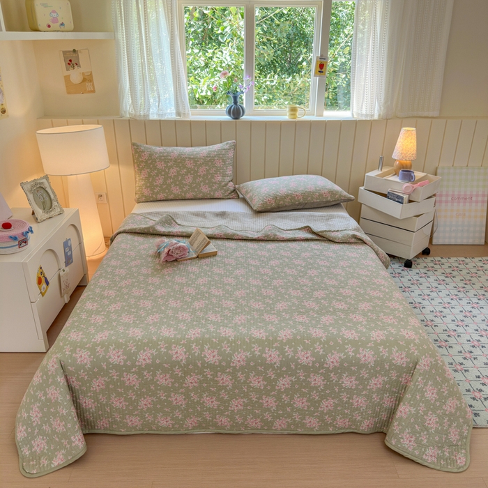 91家纺网 家纺一手货源 找家纺 （总）漫调家纺 2025新款全棉双层纱与绒床盖三件套