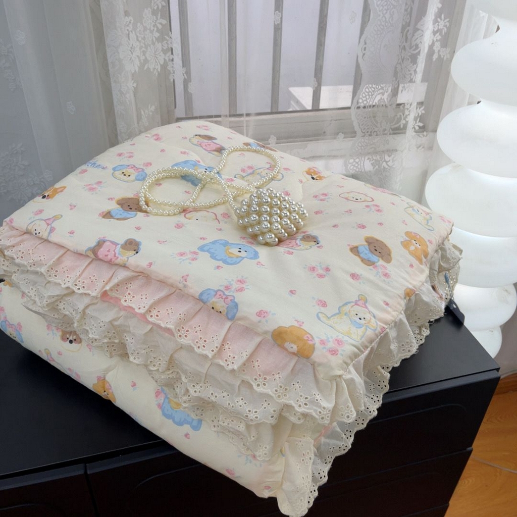 91家纺网 家纺一手货源 找家纺 （总）暖居 2025新款纯棉花边款春秋豆豆被四季通用