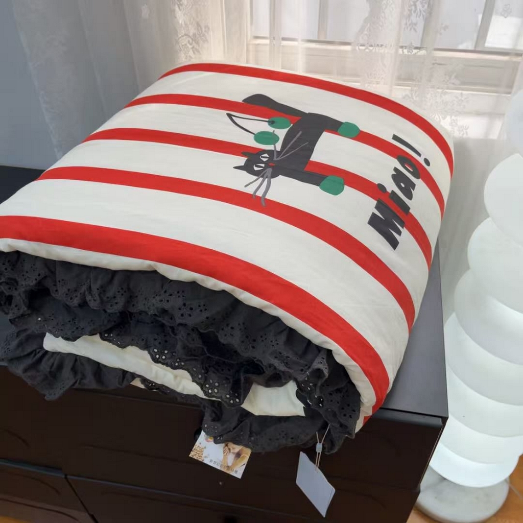 91家纺网 家纺一手货源 找家纺 （总）暖居 2025新款纯棉花边款春秋豆豆被四季通用