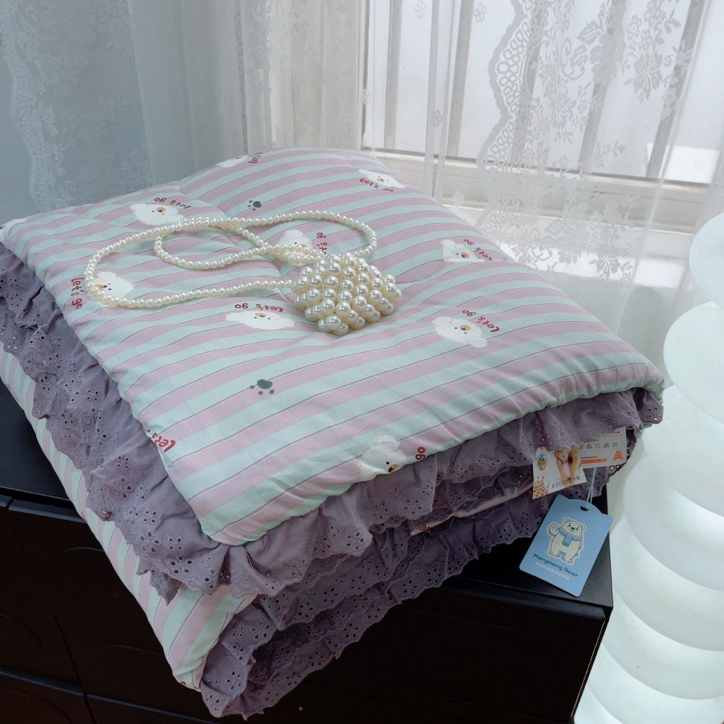 91家纺网 家纺一手货源 找家纺 （总）暖居 2025新款纯棉花边款春秋豆豆被四季通用