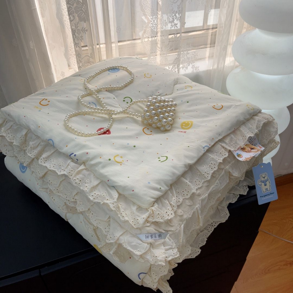 91家纺网 家纺一手货源 找家纺 （总）暖居 2025新款纯棉花边款春秋豆豆被四季通用