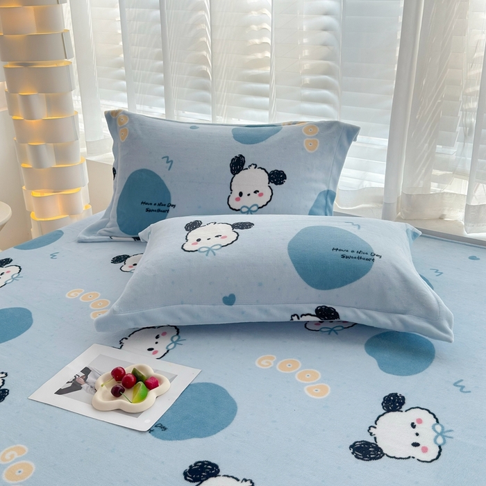 91家纺网 家纺一手货源 找家纺 翎盈家纺 2025新款加厚高克重牛奶绒枕头套 帕恰狗-蓝