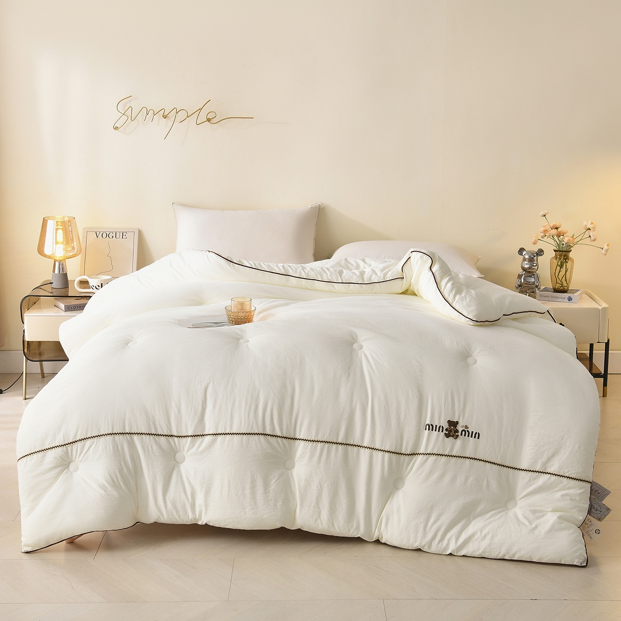 91家纺网 家纺一手货源 找家纺 （总）典曼家纺 2025新款蕾丝球球熊被子被芯