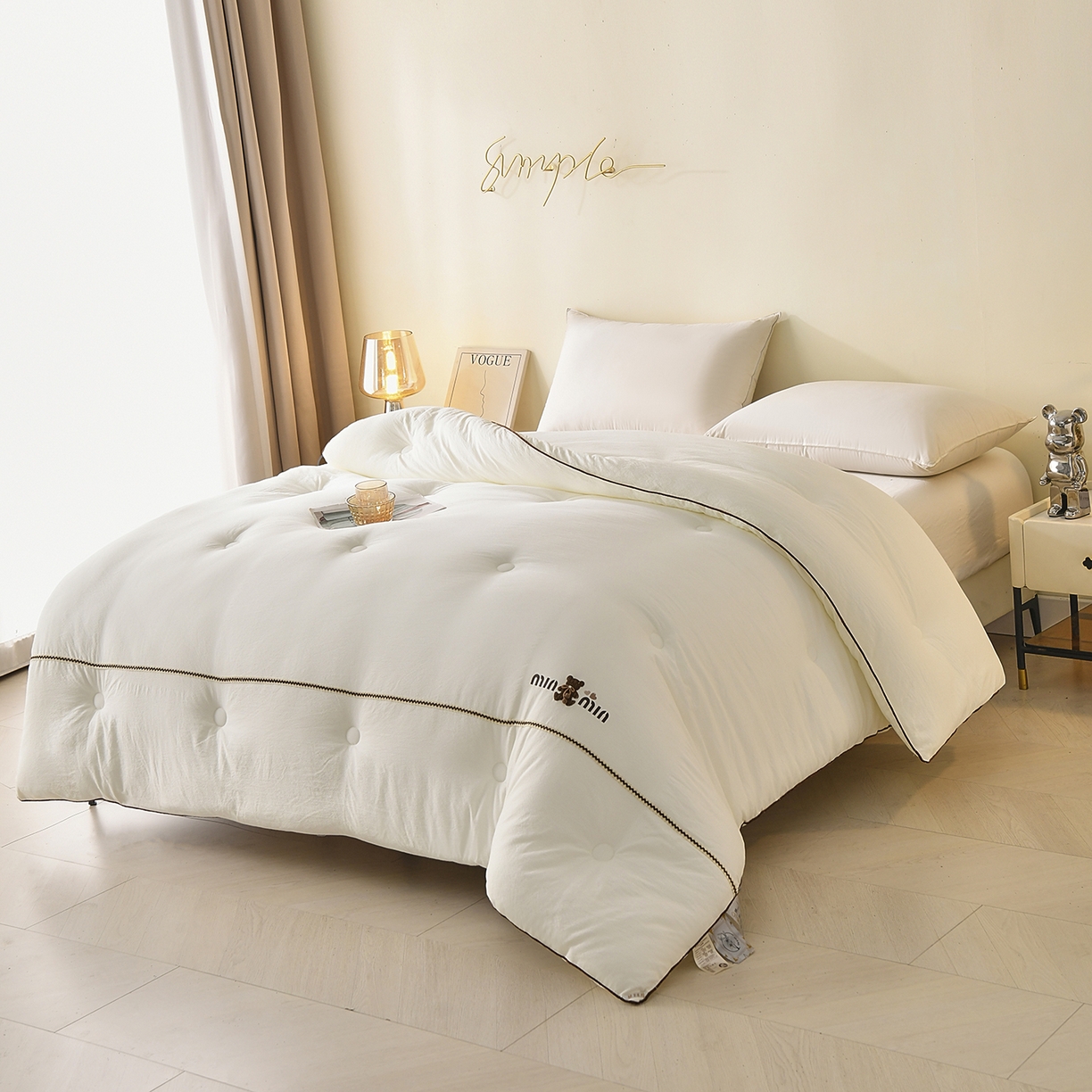 91家纺网 家纺一手货源 找家纺 （总）典曼家纺 2025新款蕾丝球球熊被子被芯