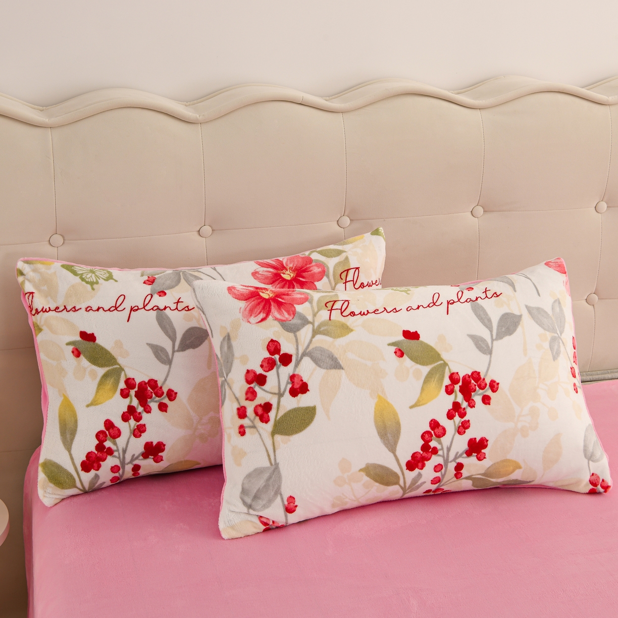 91家纺网 家纺一手货源 找家纺 紫月轩家纺 2025新款A类牛奶绒小清新印花四件套 樱花雨