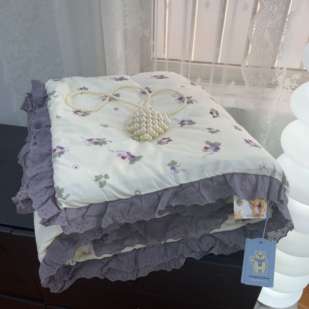 91家纺网 家纺一手货源 找家纺 （总）暖居 2025新款纯棉花边款春秋豆豆被四季通用