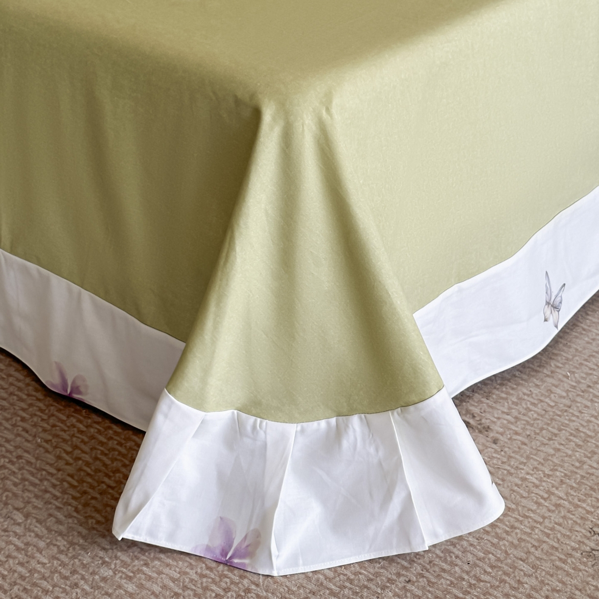 91家纺网 家纺一手货源 找家纺 大柏树 2025新款全棉磨毛印花四件套系列(可定制) 花笺集-米白