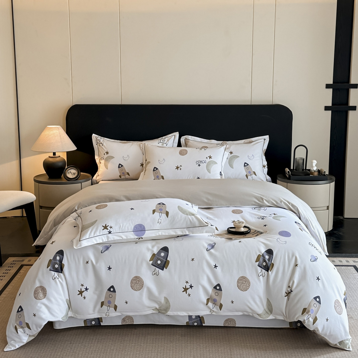 大柏树 2025新款全棉磨毛印花四件套系列(可定制) 遨游太空