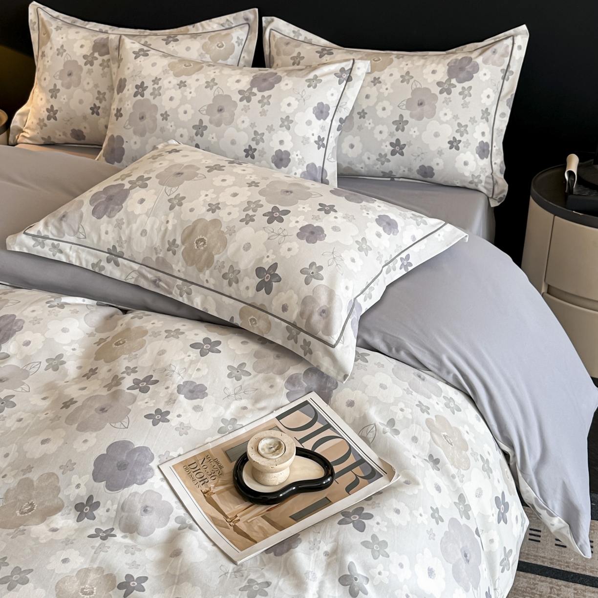 91家纺网 家纺一手货源 找家纺 大柏树 2025新款全棉磨毛印花四件套系列(可定制) 涧菓-紫