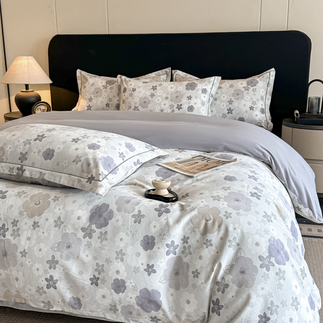 91家纺网 家纺一手货源 找家纺 大柏树 2025新款全棉磨毛印花四件套系列(可定制) 涧菓-紫