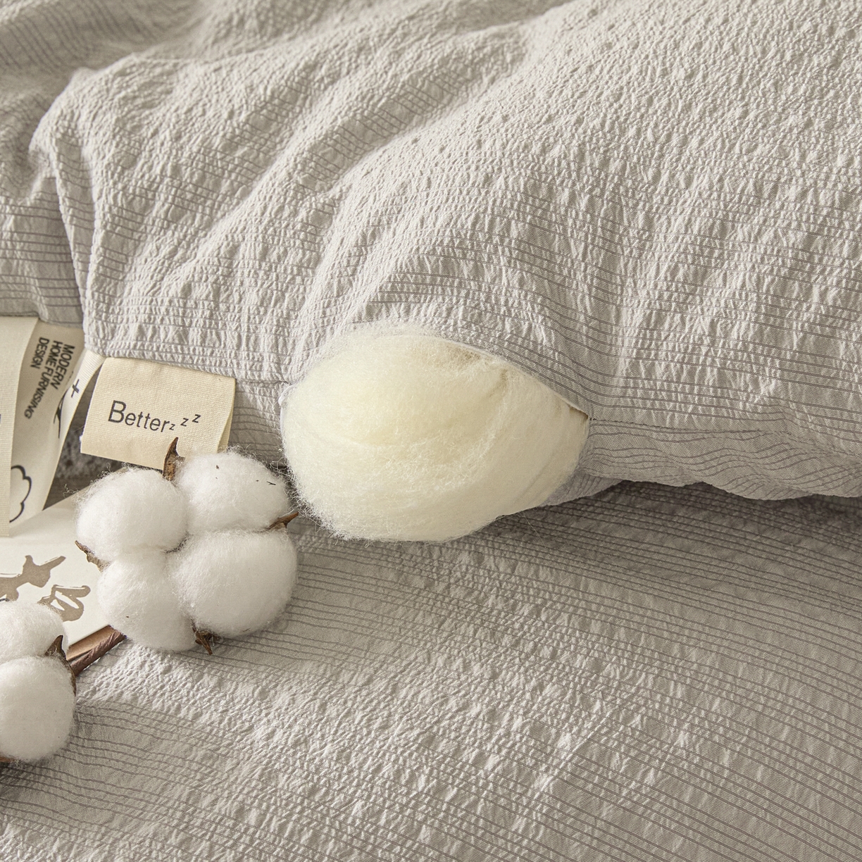 91家纺网 家纺一手货源 找家纺 创优家纺 2025创优新款无印风100%新疆棉花被被子被芯春秋被冬被棉被单双人四季被小舒芯系列（棉花包检测） 小舒芯-灰