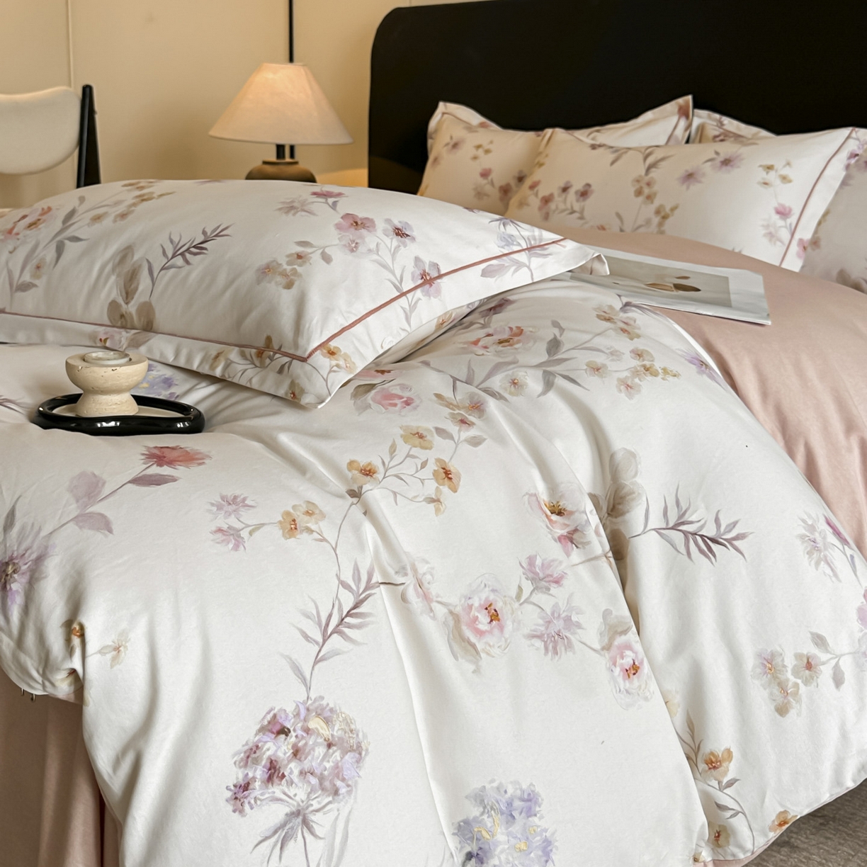 91家纺网 家纺一手货源 找家纺 大柏树 2025新款全棉磨毛印花四件套系列(可定制) 初茅-米