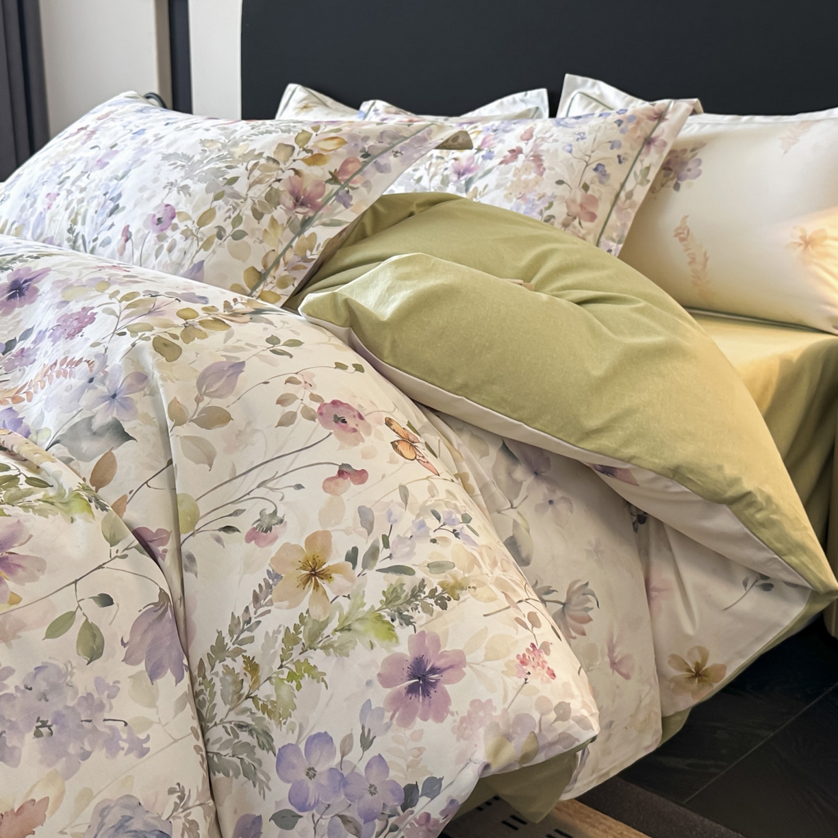 91家纺网 家纺一手货源 找家纺 大柏树 2025新款全棉磨毛印花四件套系列(可定制) 花笺集-米白