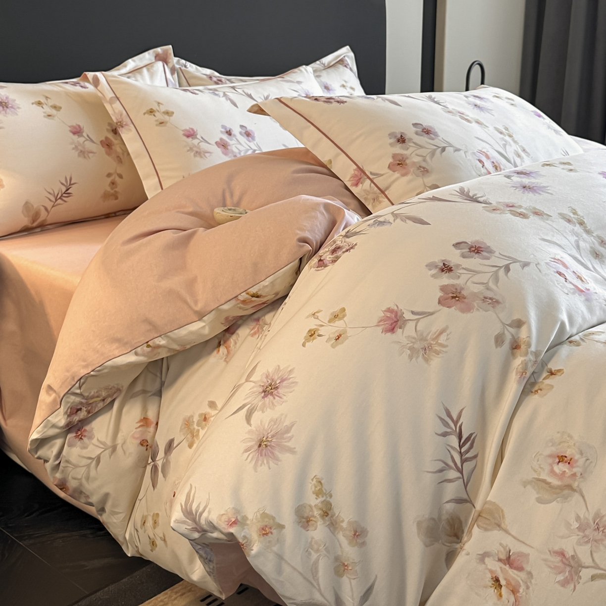 91家纺网 家纺一手货源 找家纺 大柏树 2025新款全棉磨毛印花四件套系列(可定制) 初茅-米