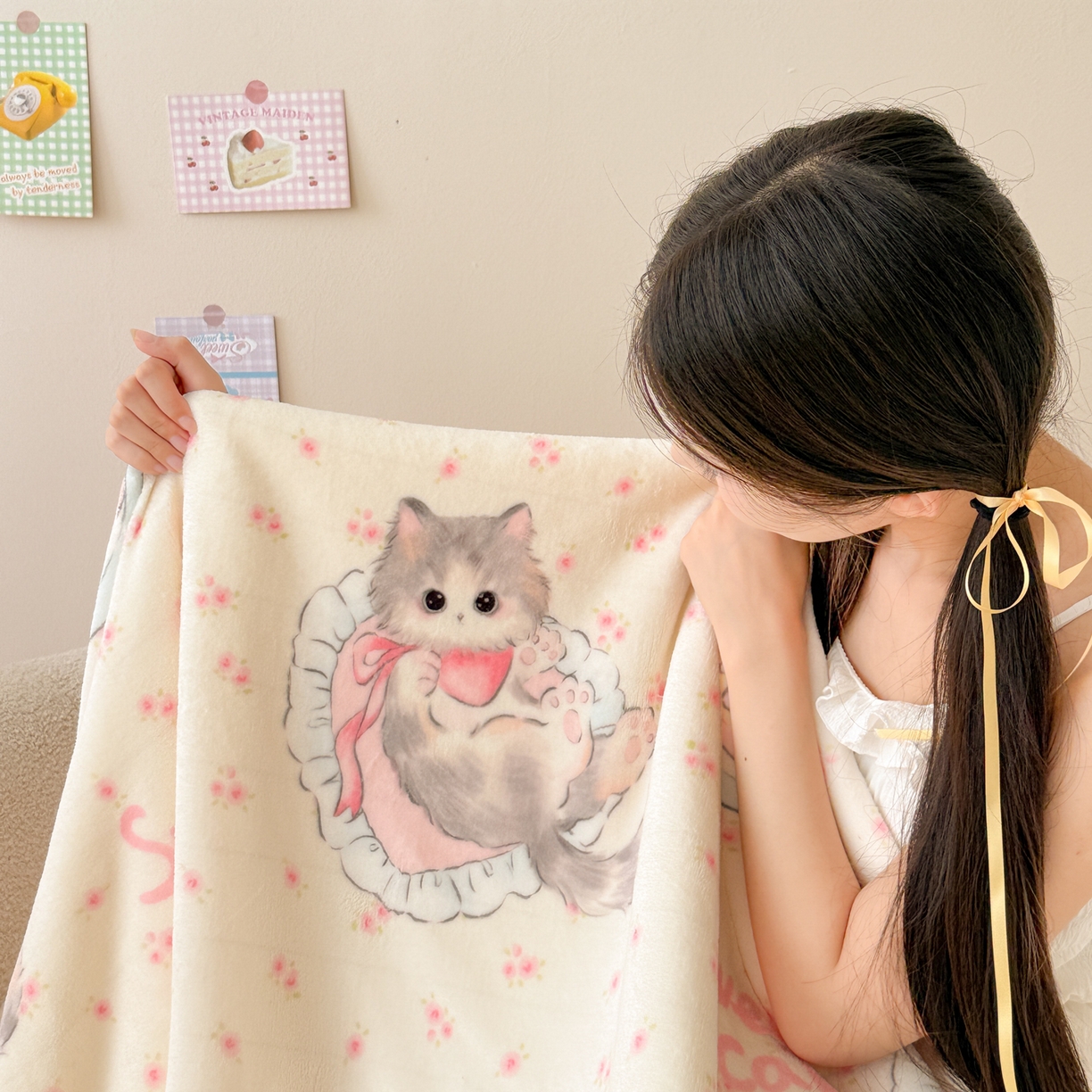 91家纺网 家纺一手货源 找家纺 沐慕 2025新款牛奶绒拼羊羔绒毛毯盖毯毯子 毛毯-玫瑰粉喵