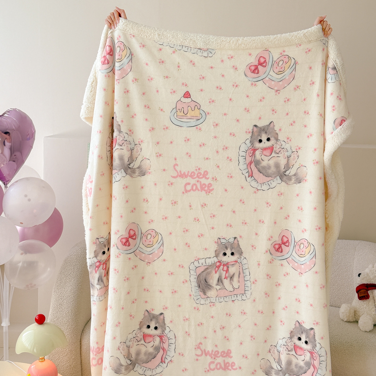 91家纺网 家纺一手货源 找家纺 沐慕 2025新款牛奶绒拼羊羔绒毛毯盖毯毯子 毛毯-玫瑰粉喵