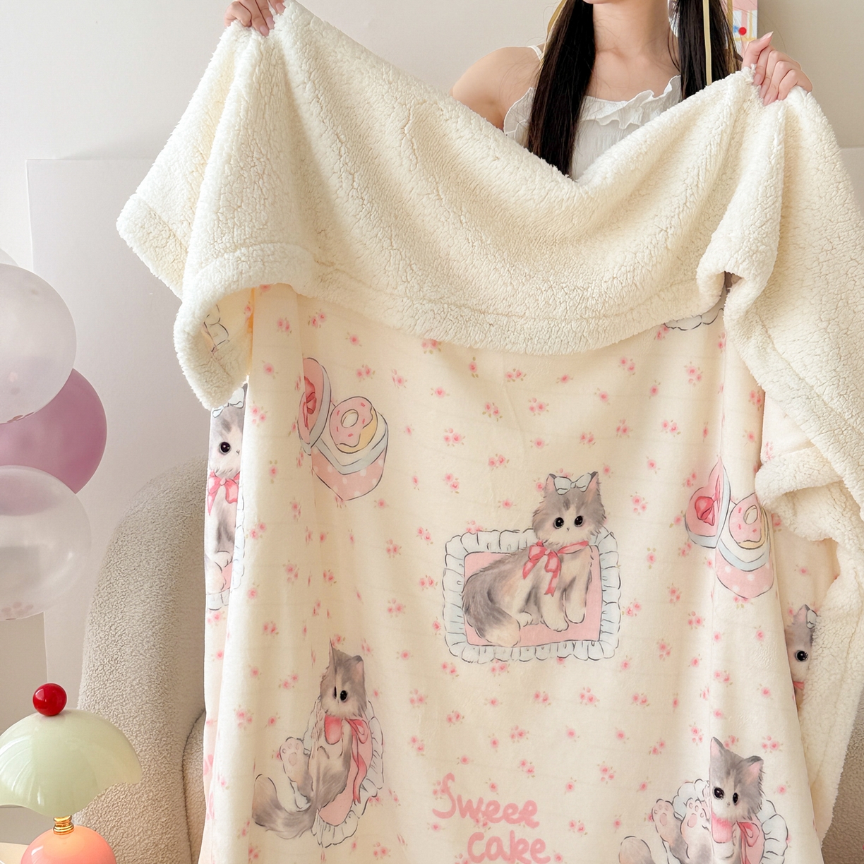 91家纺网 家纺一手货源 找家纺 沐慕 2025新款牛奶绒拼羊羔绒毛毯盖毯毯子 毛毯-玫瑰粉喵