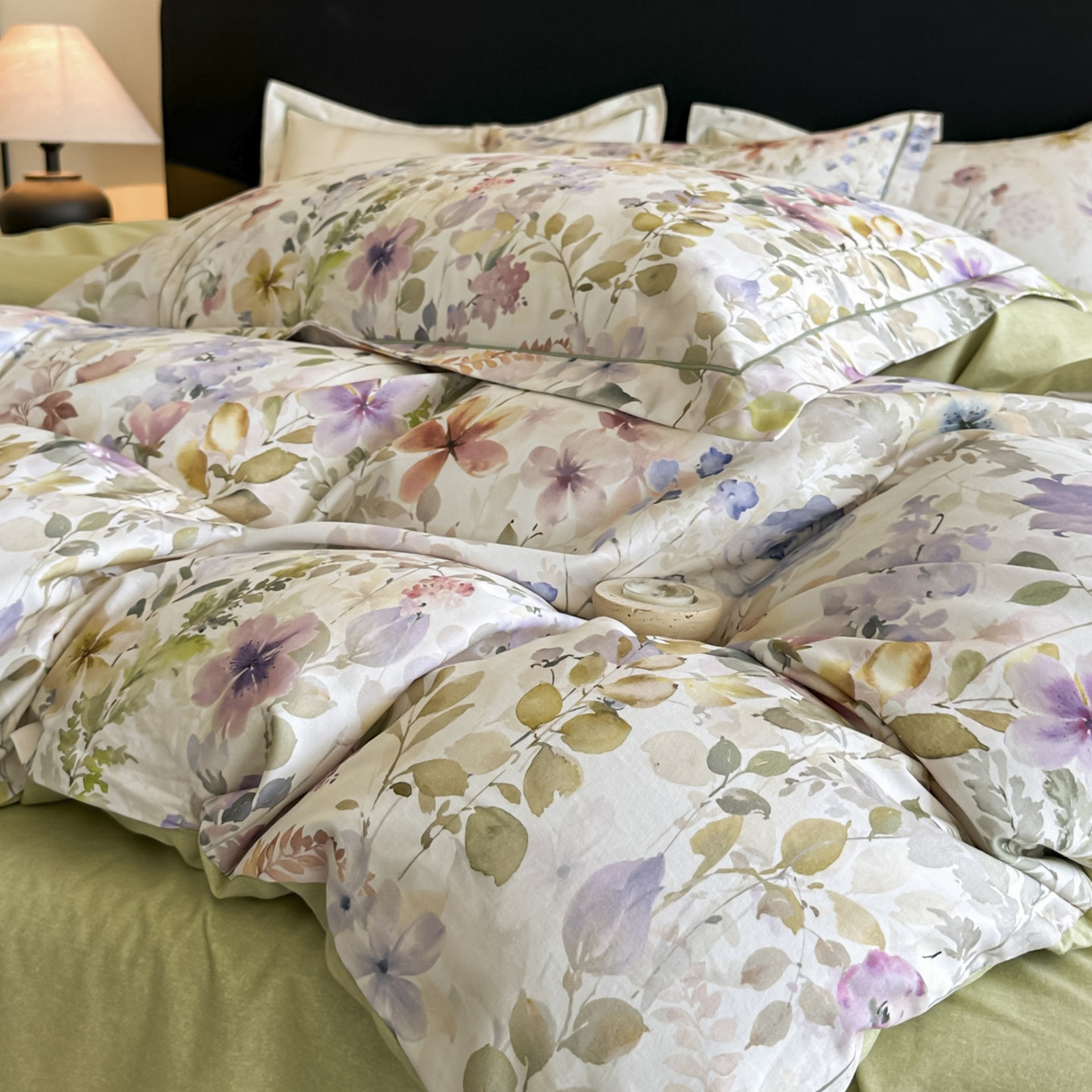 91家纺网 家纺一手货源 找家纺 大柏树 2025新款全棉磨毛印花四件套系列(可定制) 花笺集-米白