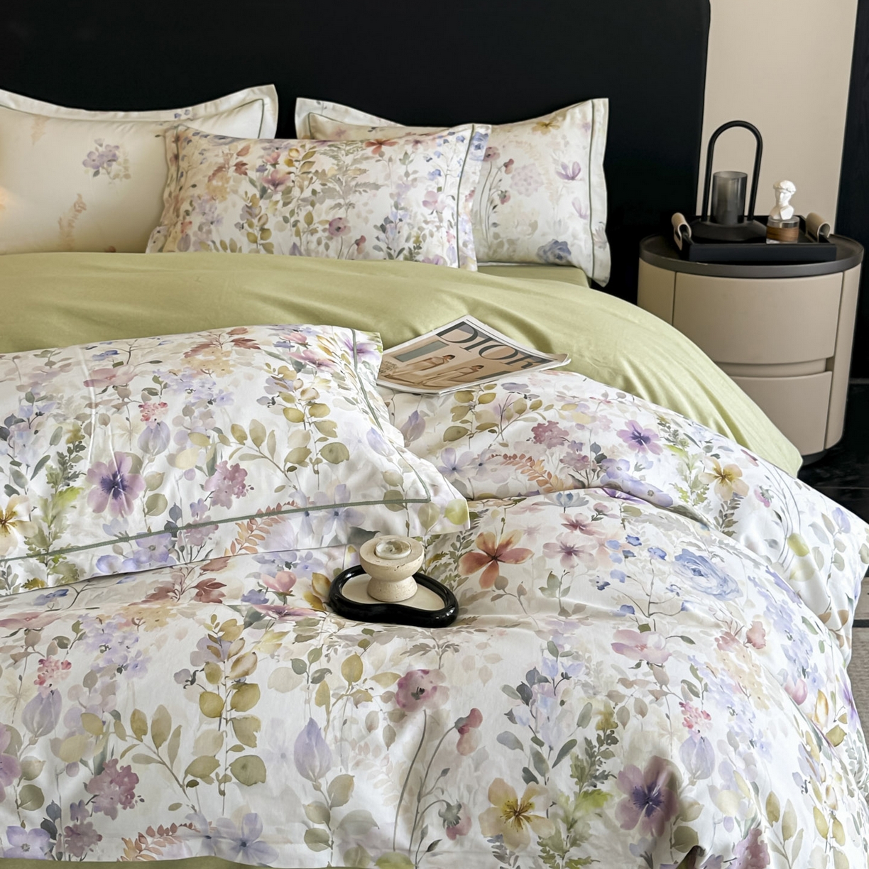 91家纺网 家纺一手货源 找家纺 大柏树 2025新款全棉磨毛印花四件套系列(可定制) 花笺集-米白