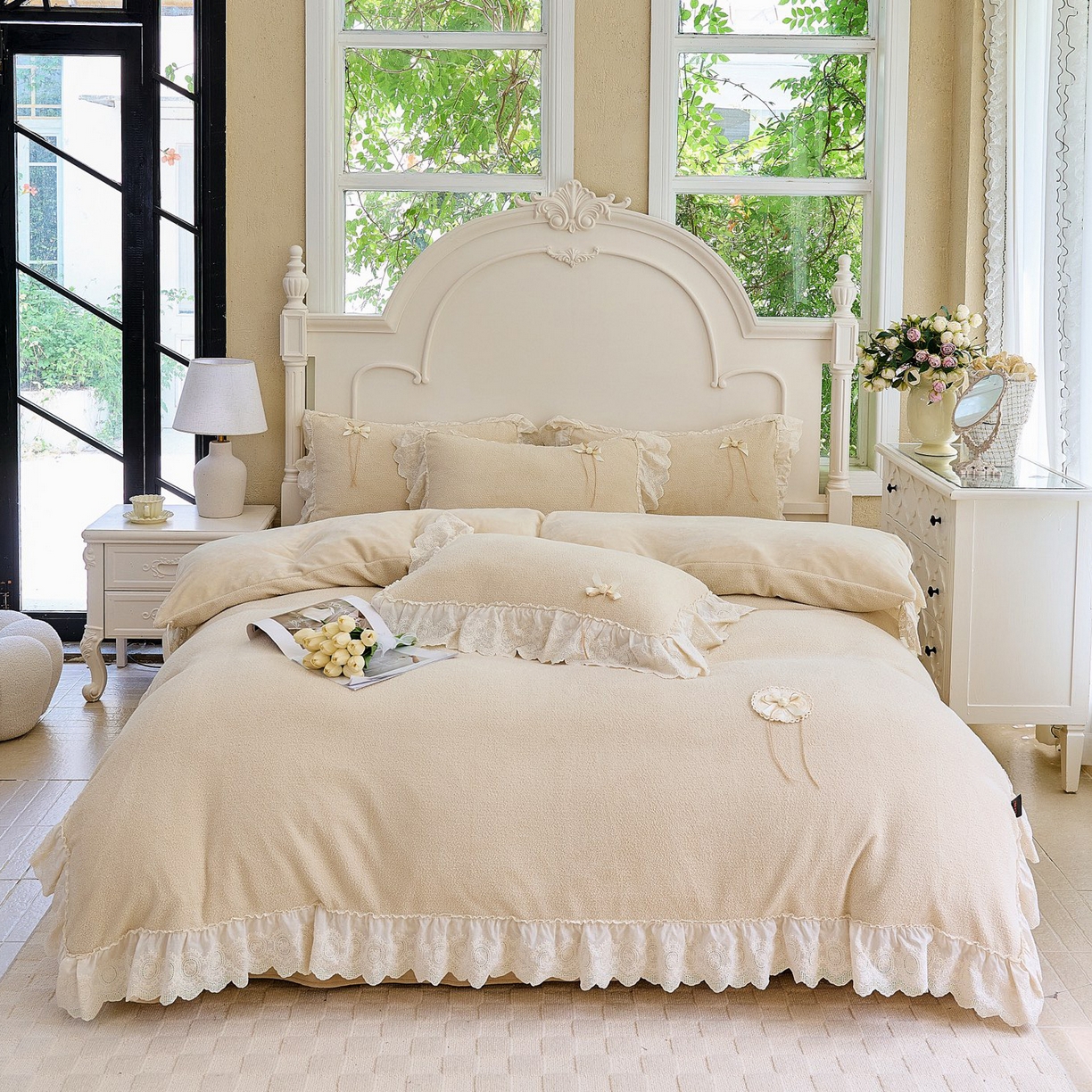 91家纺网 家纺一手货源 找家纺 （总）玖玖爱家纺 2025新款高克重法式甜美特软艾尼绒四件套