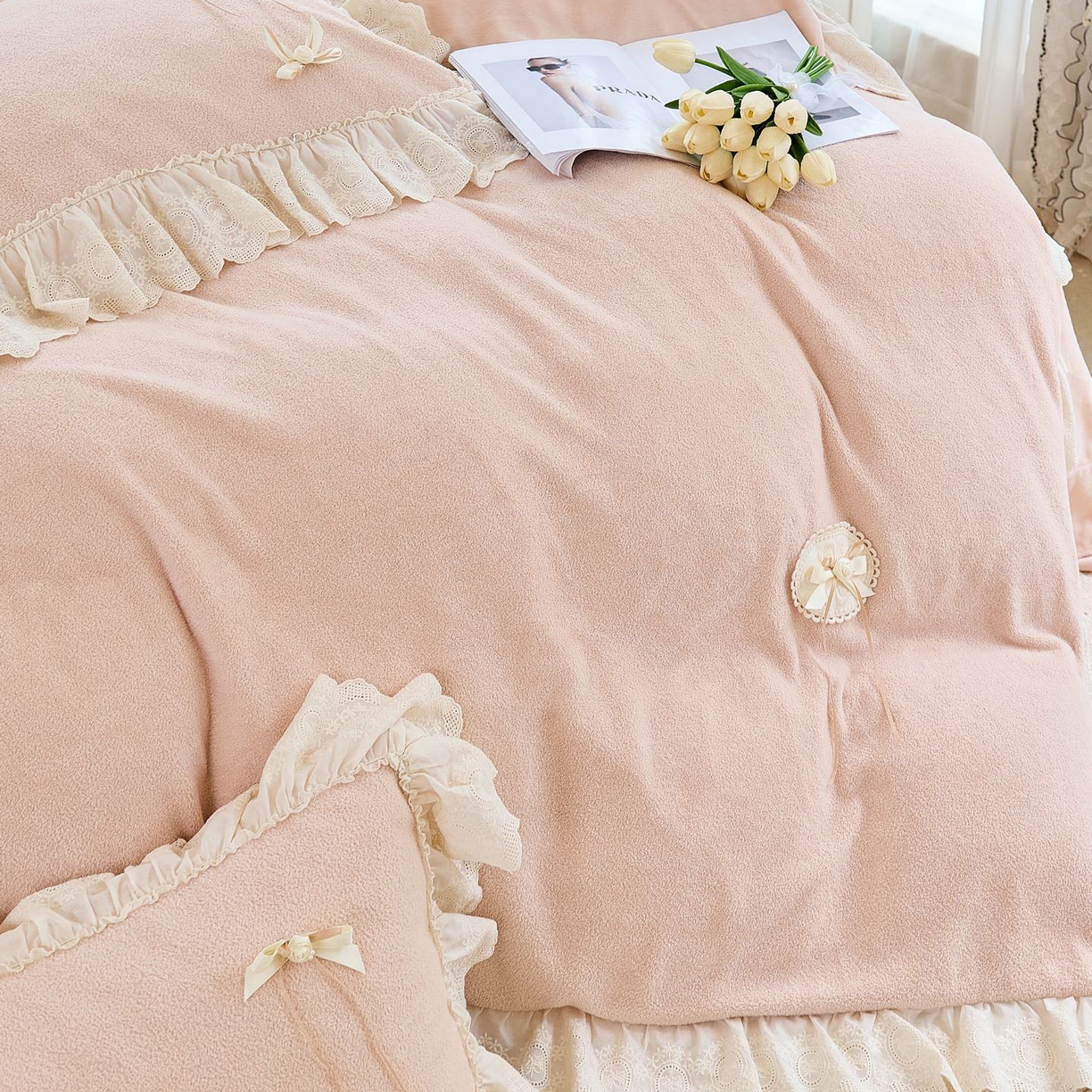 91家纺网 家纺一手货源 找家纺 （总）玖玖爱家纺 2025新款高克重法式甜美特软艾尼绒四件套