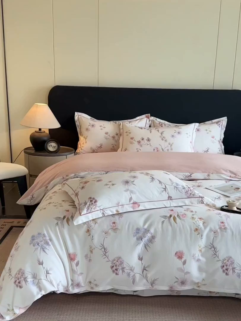 91家纺网 家纺一手货源 找家纺 大柏树 2025新款全棉磨毛印花四件套系列(可定制) 初茅-米