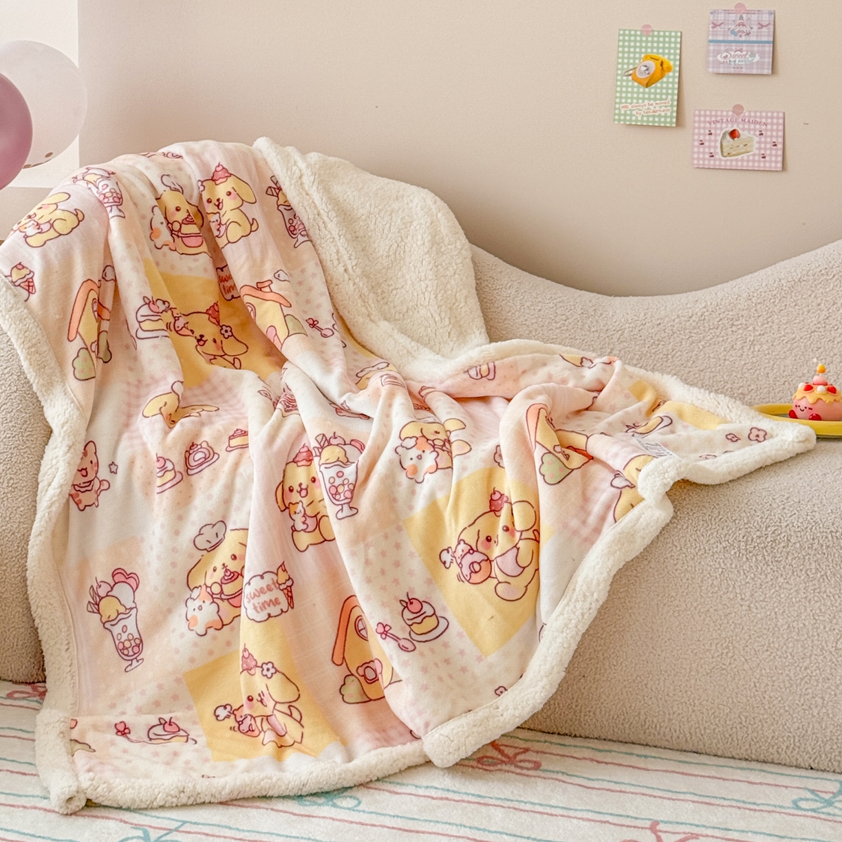 沐慕 2025新款牛奶绒拼羊羔绒毛毯盖毯毯子 毛毯-萌狗日记