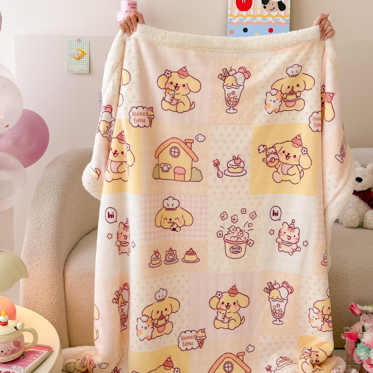 91家纺网 家纺一手货源 找家纺 沐慕 2025新款牛奶绒拼羊羔绒毛毯盖毯毯子 毛毯-萌狗日记